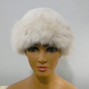 Elegant! Fabulous Fashionable Faux Fur Trim Bucket Hat White with White Trim